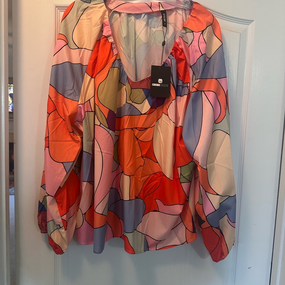 Colorful Abstract Patterned Blouse